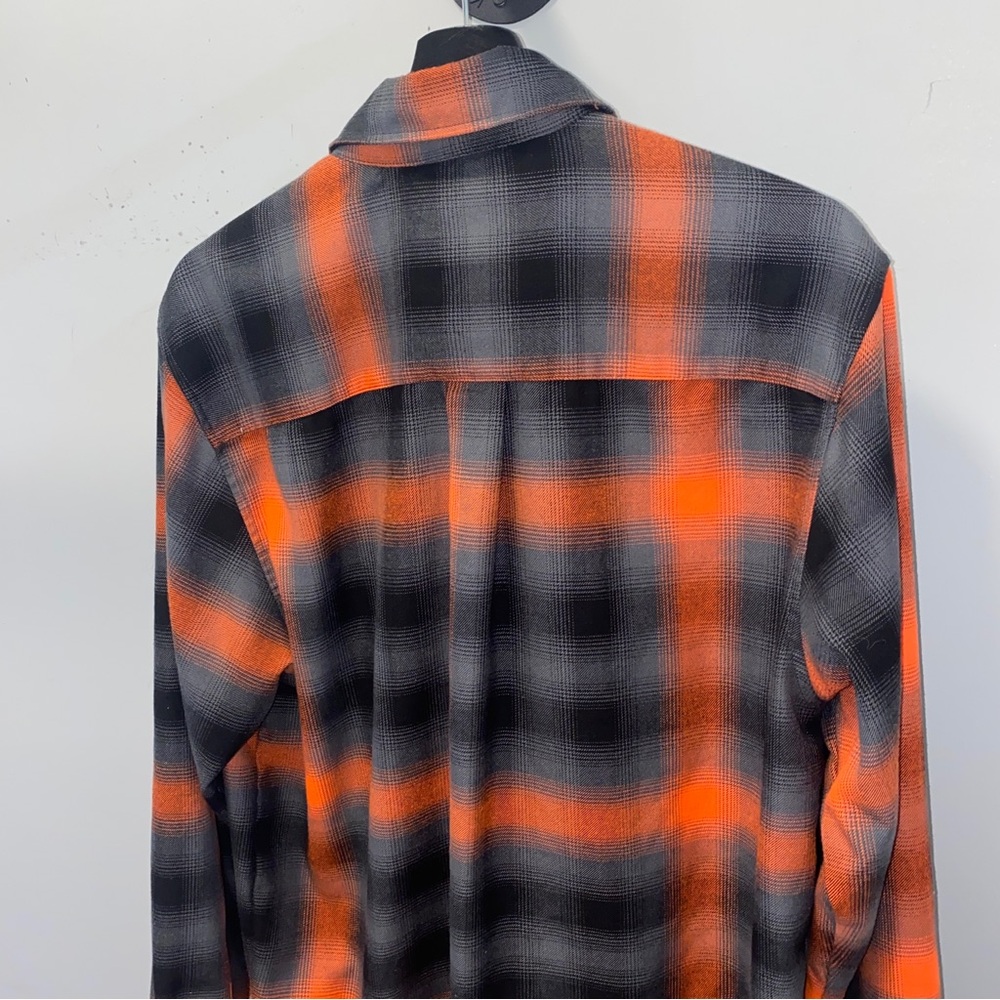 Men’s Large Salem Dixxon Flannel Plaid Button-Up Shirt Long Sleeve Orange Large - Picture 7 of 7